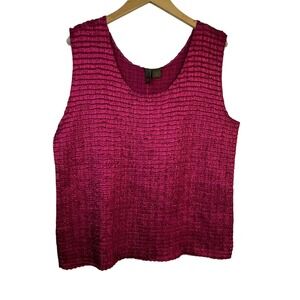 Raspberry lightweight stretchy crinkle tank top‎ shirt by Sere Nade sz 2X